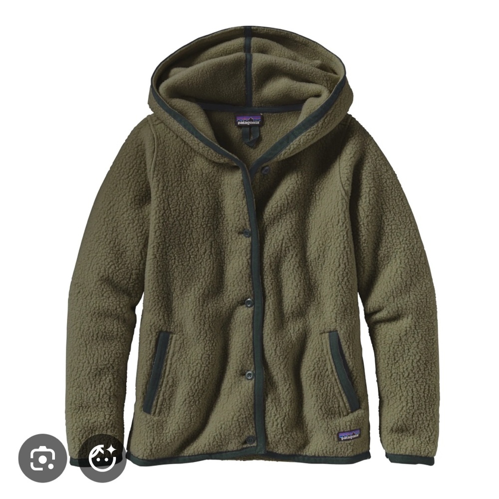 Patagonia Women’s Shearling Fleece Hooded Cardigan Green XS